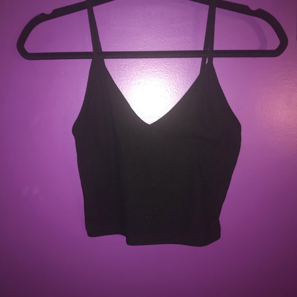 Brandy Melville ribbed cropped v- neck tank top